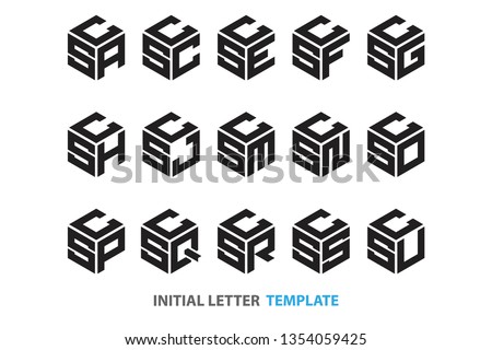 a collection of fifteen different kinds of initial three-letter hexagon logos in a modern black style Stock fotó © 