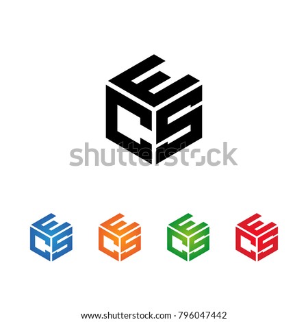 CSE,CES,SCE,SEC,ESC,ECS letters Logo Initial Template.Modern Style. Hexagon concept.Black,Blue,Orange,Green,Red color on white background