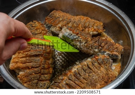 Similar – Image, Stock Photo whole fresh crucian fish with scales