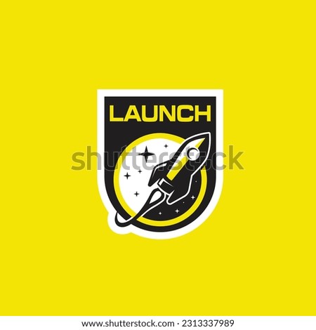 Rocket logo, space logo, take off logo, rocket launch logo design vector template
