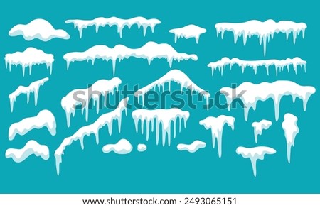 Snow cap collection vector, winter clipart