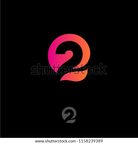 Number 2 and Q letters monogram. Gradient abstract logo isolated on a dark background. Monochrome option.