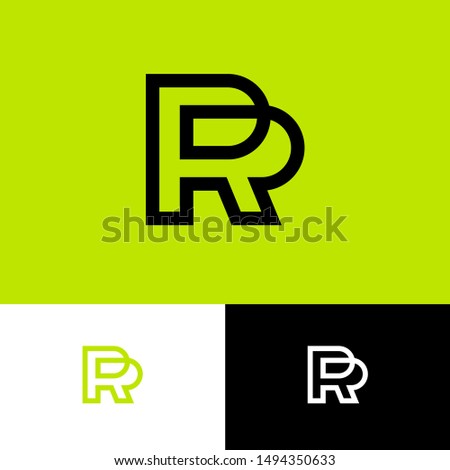 P and R monogram. P, R Logo. Linear monogram on  a different background. Abstract emblem. Imagine de stoc © 