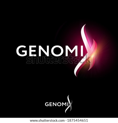 Genomix logo. DNA helix fragment with glow. Logo can used for biotechnology center, laboratory, reproduction clinics.