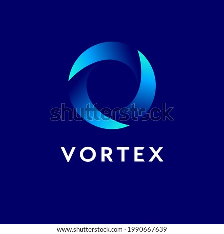 Vortex logo. Blue emblem. O monogram. Dynamic swirl.
Emblem for business, internet, online shop, label or packaging.