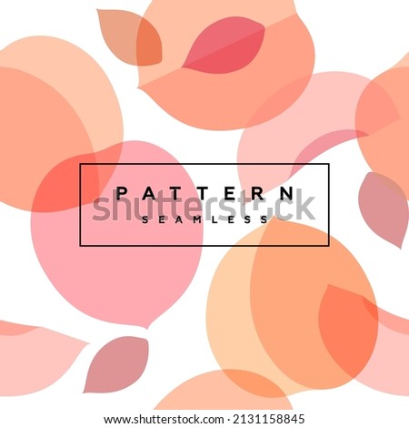 Peach seamless pattern. Fruit background. Transparent fruits and frame with text is on separate layer. Label and packaging simple design.