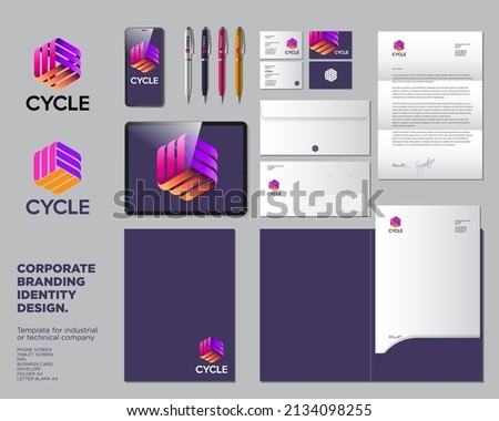 Cycle logo. Three ribbons, intertwined elements, infinity, looping, rotation. Identity, corporate style.