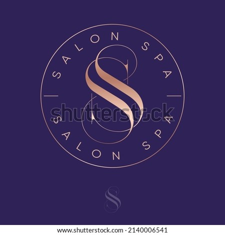 S and S letters. Double S monogram consist of intertwined elements into circle. Spa salon emblem.