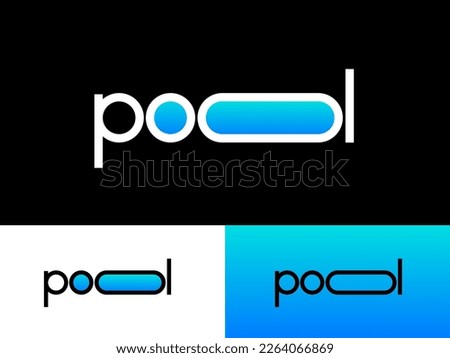 Pool icon. Letters o like two pools with turquoise water. Water sport emblem.