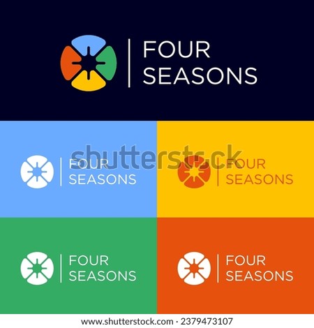 Four Seasons logo. Year emblem. Circle consists of  four color sectors.