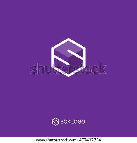 S monogram. S box logo . Delivery logo. S letter in hexagon