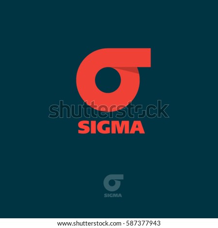 Sigma logo. Monogram. Red Greek letter sigma on a dark background.