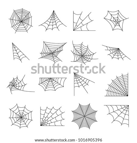Web spider cobweb icons set. Outline illustration of 16 web spider cobweb vector icons for web