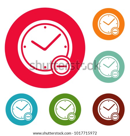 Time minus icons circle set vector isolated on white background