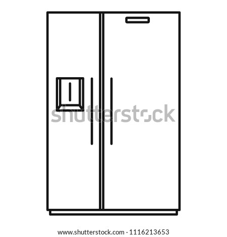 Double door fridge icon. Outline illustration of double door fridge vector icon for web design isolated on white background
