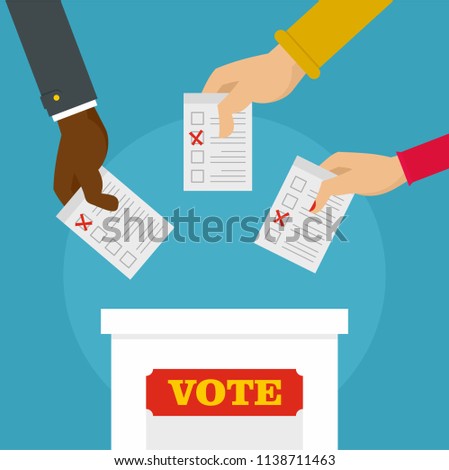 People at ballot box background. Flat illustration of people at ballot box vector background for web design