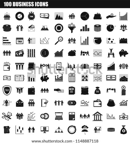 100 business icon set. Simple set of 100 business vector icons for web design isolated on white background