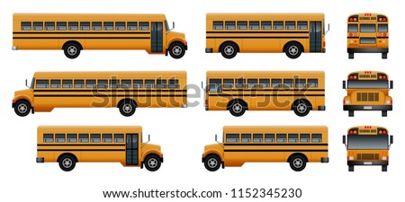 School bus back vehicles kids icons set. Realistic illustration of 9 school bus back  vehicles kids vector icons for web