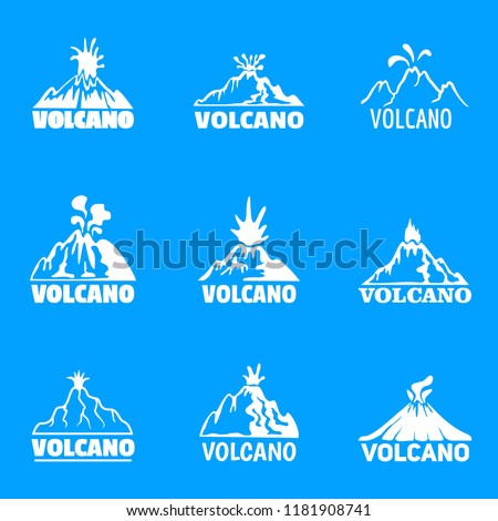 Volcano logo icons set. Simple illustration of 9 volcano logo vector icons for web