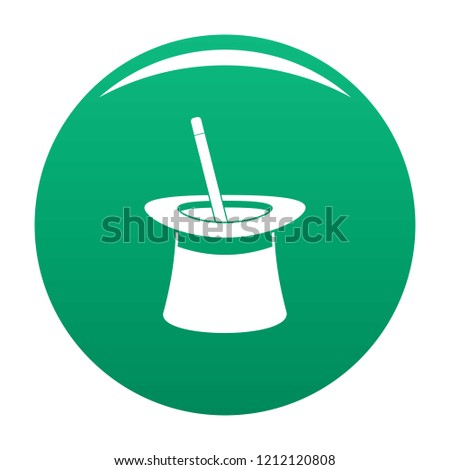 Wand in hat icon. Simple illustration of wand in hat vector icon for any design green