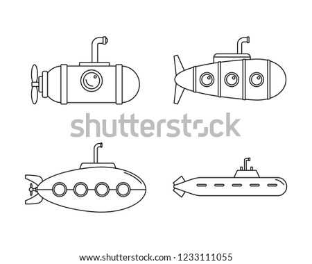 Periscope submarine telescope icons set. Outline illustration of 4 periscope submarine telescope vector icons for web