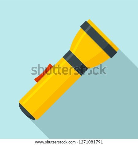 Yellow flashlight icon. Flat illustration of yellow flashlight vector icon for web design