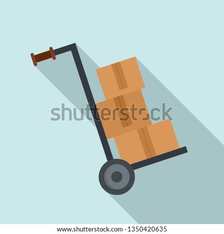 Warehouse cart box icon. Flat illustration of warehouse cart box vector icon for web design