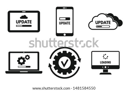 Device system update icons set. Simple set of device system update vector icons for web design on white background
