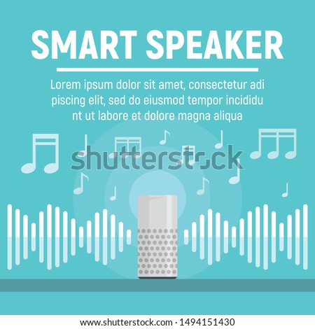 Smart speaker concept banner. Flat illustration of smart speaker vector concept banner for web design