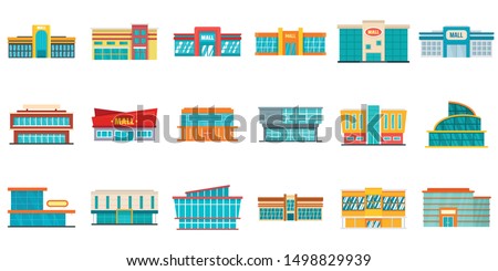 Mall icons set. Flat set of mall vector icons for web design