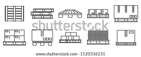 Pallet pan icons set. Outline set of pallet pan vector icons for web design isolated on white background