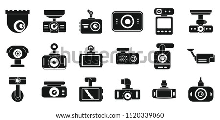 DVR camera icons set. Simple set of DVR camera vector icons for web design on white background