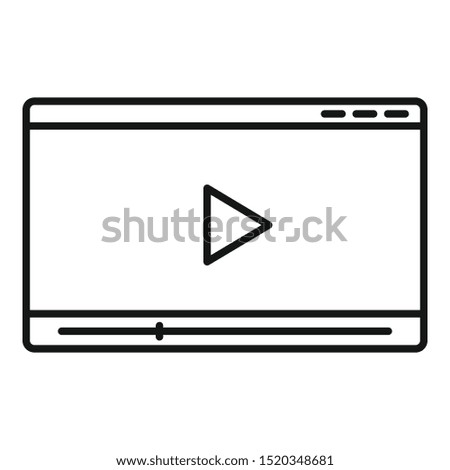 Web video player icon. Outline web video player vector icon for web design isolated on white background