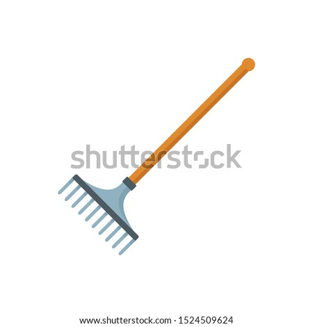 Garden rake icon. Flat illustration of garden rake vector icon for web design