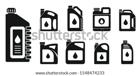 Motor oil engine icons set. Simple set of motor oil engine vector icons for web design on white background