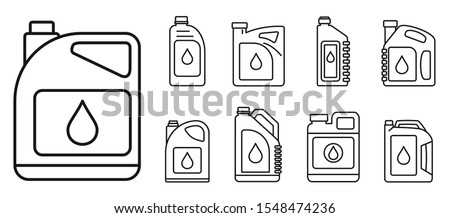 Modern motor oil icons set. Outline set of modern motor oil vector icons for web design isolated on white background