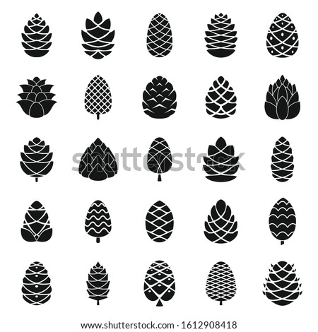 Pine cone icons set. Simple set of pine cone vector icons for web design on white background Foto stock © 