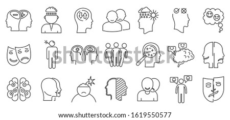 Bipolar disorder disease icons set. Outline set of bipolar disorder disease vector icons for web design isolated on white background