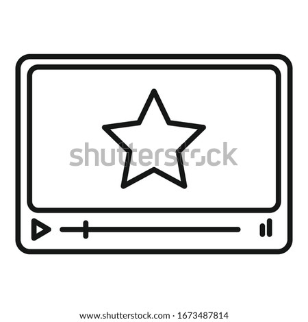 Star cinema video player icon. Outline star cinema video player vector icon for web design isolated on white background