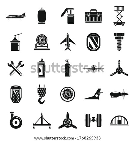 Aviation repair icons set. Simple set of aviation repair vector icons for web design on white background