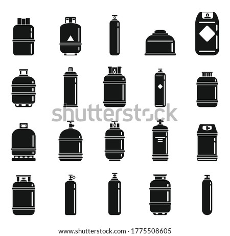 Gas cylinders bottle icons set. Simple set of gas cylinders bottle vector icons for web design on white background