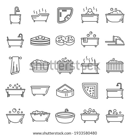 Modern jacuzzi icons set. Outline set of modern jacuzzi vector icons for web design isolated on white background