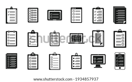 Personal to-do list icons set. Simple set of personal to-do list vector icons for web design on white background