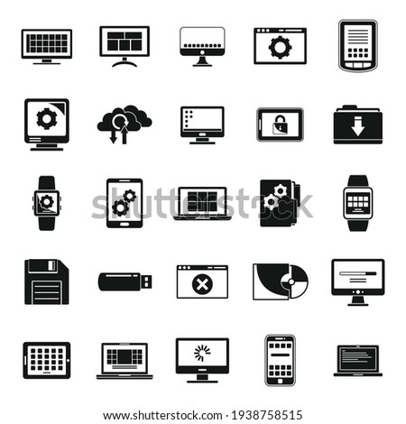 Update operating system icons set. Simple set of Update operating system vector icons for web design on white background