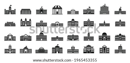Parliament city icons set. Simple set of parliament city vector icons for web design on white background