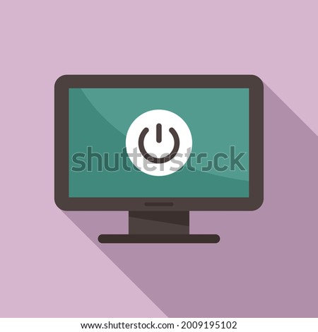 Turn off pc icon flat vector. Computer button. Shutdown pc
