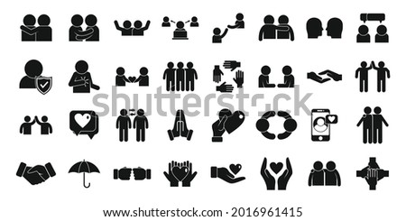 Trust icons set simple vector. People team. Together trust community