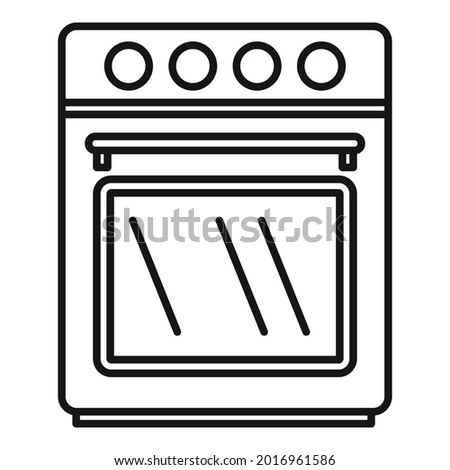 Front convection oven icon outline vector. Electric kitchen stove. Grill gas oven