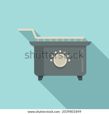 Fry machine icon flat vector. Deep fryer. Oil basket
