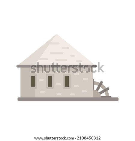 Building water mill icon. Flat illustration of building water mill vector icon isolated on white background